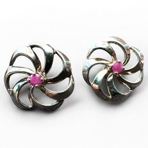 Vintage Sterling Silver & Ruby Earrings